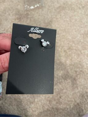 Allure Silver Crystal Mickey Head Stud Earrings